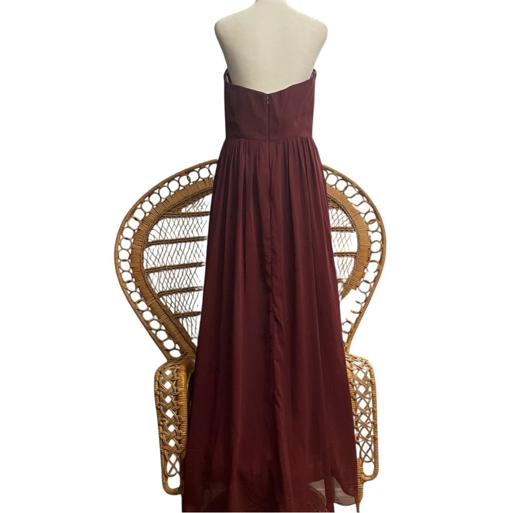 D'ZAGE Bridesmaid Strapless Wine Burgundy Prom Bridal Homecoming Dress Women’s L - Picture 4 of 6